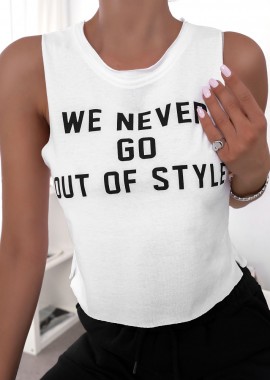 NEVER GO WHITE TANK TOP