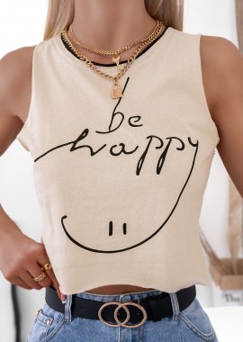 BE HAPPY BEIGE TANK TOP