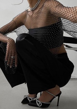 ΜΑΥΡΗ ΜΠΛΟΥΖΑ ΔΙΧΤΥ ΜΕ ΣΤΡΑΣ - GAIA