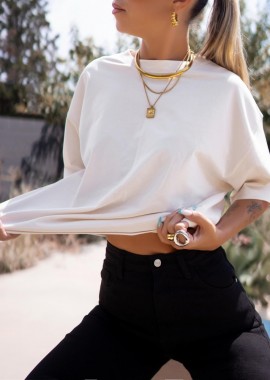 ΕΚΡΟΥ ΚΟΝΤΟΜΑΝΙΚΟ TSHIRT - ORGANIC