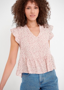 Κοντομάνικο λουλουδάτο τοπ