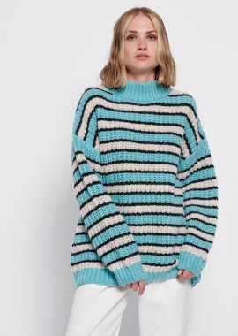 Loose fit πλεκτό πουλόβερ με ρίγες