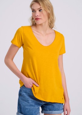 Γυναικείο V-neck μονόχρωμο t-shirt - The essentials