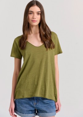 Γυναικείο V-neck μονόχρωμο t-shirt - The essentials