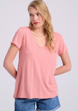 Γυναικείο V-neck μονόχρωμο t-shirt - The essentials