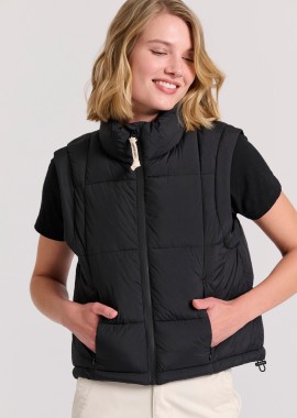 Γυναικείο cropped αμάνικο μπουφάν