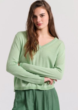 Γυναικεία linen blend lightweight πλεκτή μπλούζα