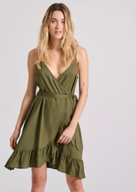 Mini κρουαζέ φόρεμα με βολάν