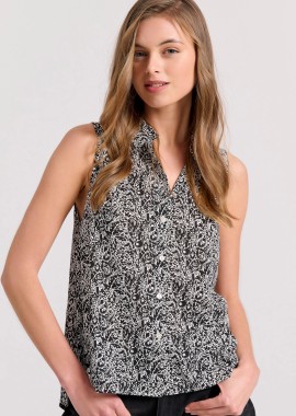 Αμάνικο εμπριμέ πουκάμισο