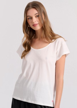 Βαμβακερό t-shirt με στρογγυλή λαιμόκοψη