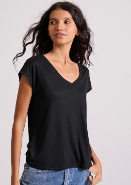 Γυναικείο μονόχρωμο t-shirt από βισκόζη