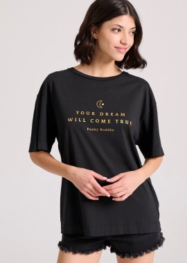Relaxed fit t-shirt με boho τύπωμα στην πλάτη
