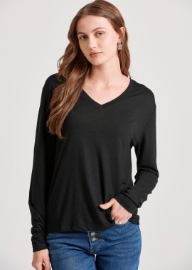 Μακρυμάνικη μπλούζα με V λαιμόκοψη