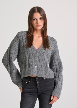 Relaxed fit cropped πλεκτή ζακέτα με σχέδιο στην πλέξη