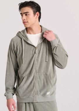 Relaxed fit φούτερ ζακέτα σε πετσετέ ύφασμα