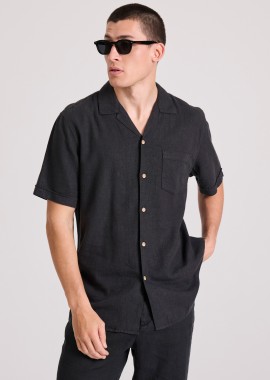 Relaxed fit πουκάμισο από λινό και τεχνητό μετάξι