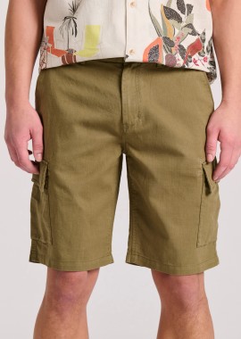 Relaxed fit linen blend cargo βερμούδα