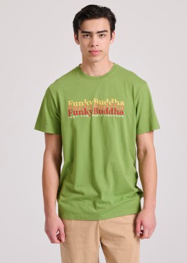 T-shirt με colorblock branded τύπωμα