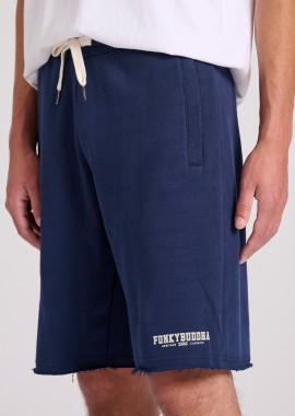 Essential wide leg fit αθλητική βερμούδα με raw cuts
