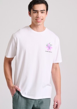 Relaxed fit t-shirt με floral frame τύπωμα