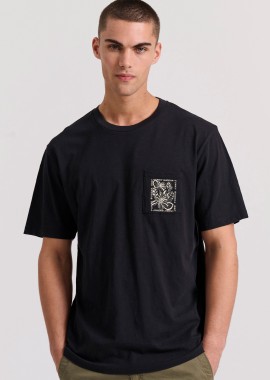 Relaxed fit t-shirt με tropical τύπωμα στην πλάτη