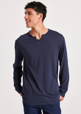 Relaxed fit t-shirt με λαιμό henley