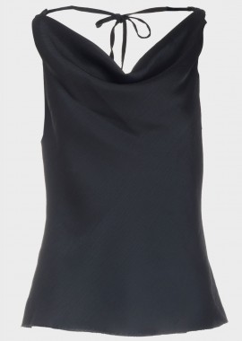 Μπλούζα γυναικεία μονόχρωμη ντραπέ ΜΑΥΡΟ