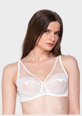 LUNA - Γυναικείο σουτιέν LUNA PANDORA balconette see throught λεπτομέρειες και δαντέλα ΛΕΥΚΟ