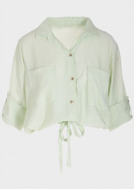 Πουκάμισο γυναικείο με τσεπάκια στο στήθος ΜΕΝΤΑ