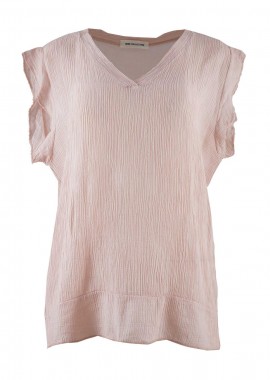 Μπλούζα V μανίκι βολάν. Timeless style ΡΟΖ