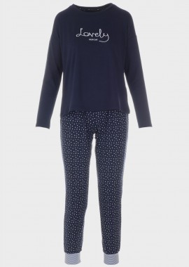 gsecret - Γυναικεία πιτζάμα LOVELY all print παντελόνι NAVY