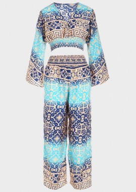Σετ παντελόνα crop top all print MULTI COLOUR