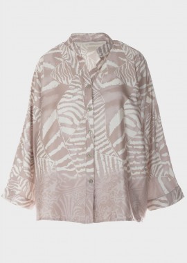 Πουκαμίσα γυναικεία σατέν με σχέδια ΜΠΕΖ