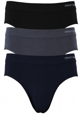 UOMO - Slip cotton με εσωτερικό λάστιχο. Οικονομική συσκευασία 3 τεμ. ΜΑΥΡΟ ΜΠΛΕ ΓΚΡΙ