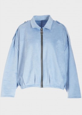 Γυναικείο jacket μονόχρωμο όψη σουέντ. ΣΙΕΛ
