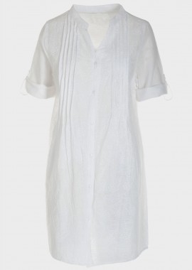 gsecret - Πουκαμίσα παραλίας κιπούρ με κουμπιά βαμβακερή ΛΕΥΚΟ
