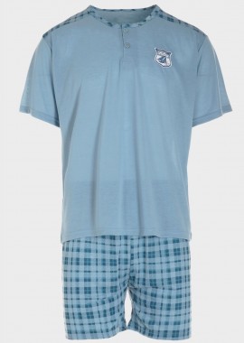 Πιτζάμα ανδρική Sailing καρό παντελόνι ΠΕΤΡΟΛ