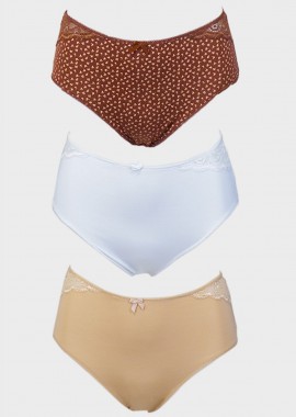gsecret - Γυναικείο slip cotton TRESS ψηλόμεσο classic γραμμή. Συσκευασία 3pack. MULTI COLOUR
