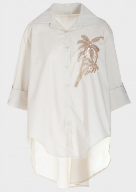 Πουκάμισο γυναικείο με διακοσμητικό φοίνικα ΜΠΕΖ