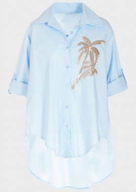 Πουκάμισο γυναικείο με φοίνικα σε loose γραμμή ΣΙΕΛ
