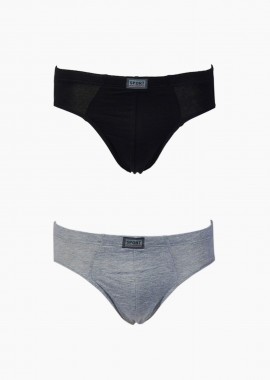 gsecret - Ανδρικό slip μονόχρωμο. Συσκευασία 2pack. Basic Style ΓΚΡΙ ΜΑΥΡΟ