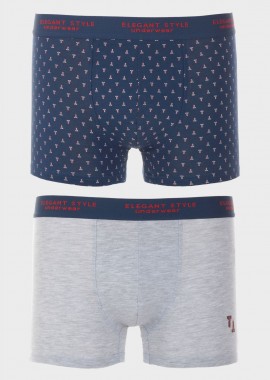 gsecret - Ανδρικό boxer εξωτερικό λάστιχο Elegant Style. Συσκευασία 2 τεμαχίων ΓΚΡΙ ΜΠΛΕ