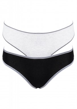 Γυναικείο slip ιδιαίτερη πίσω όψη. Συσκευασία 2pack. Cotton Collection ΜΑΥΡΟ ΓΚΡΙ