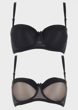 gsecret - Γυναικείο σουτιέν strapless αποσπώμενες τιράντες ενσωματωμένη ενίσχυση.Καλύπτει B Cup ΜΑΥΡΟ ΜΠΕΖ