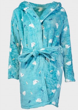 vienetta - Γυναικεία fleece ρόμπα Vienetta all print teddy AQUA