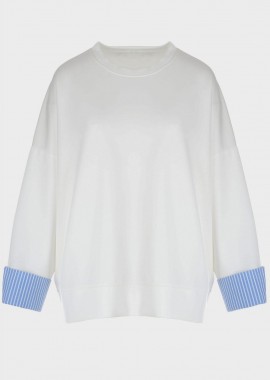 Γυναικεία μπλούζα φούτερ μανσέτα.New Collection ΛΕΥΚΟ
