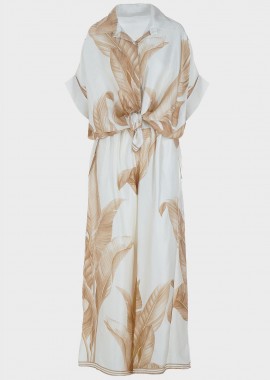 gsecret - Γυναικείο σετ παντελόνα-πουκαμίσα all print. Elegance Style SAND