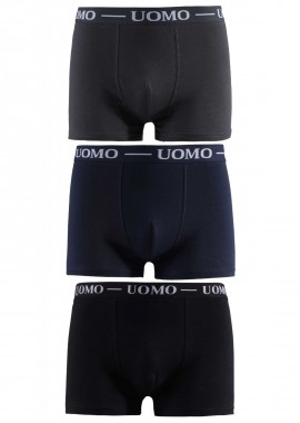 Αντρικό boxer Uomo εξωτερικό λάστιχο. Συσκευασία 3pack ΜΑΥΡΟ ΜΠΛΕ ΓΚΡΙ