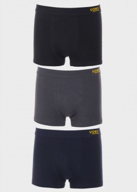 gsecret - Ανδρικό boxer μονόχρωμο UOMO Oversize. Συσκευασία 3 τεμαχίων MULTI COLOUR