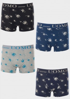 UOMO - Ανδρικό boxer UOMO all print εξωτερικό λάστιχο. Συσκευασία 4 τεμαχίων MULTI COLOUR